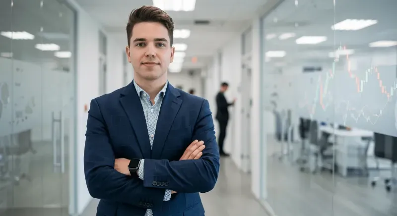 Asesor hipotecario de Global Broker Group en su oficina de Barcelona