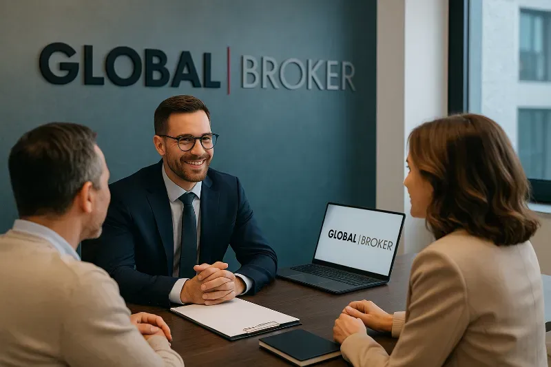 Asesores de Global Broker Group analizando una refinanciación
