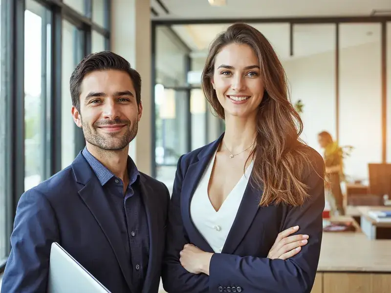 Equipo de Global Broker Group en su oficina atendiendo a clientes de Sabadell