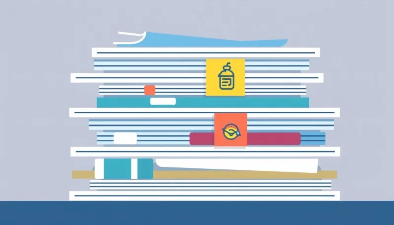 Pila de documentos y carpetas representando la documentación requerida para una hipoteca para jóvenes