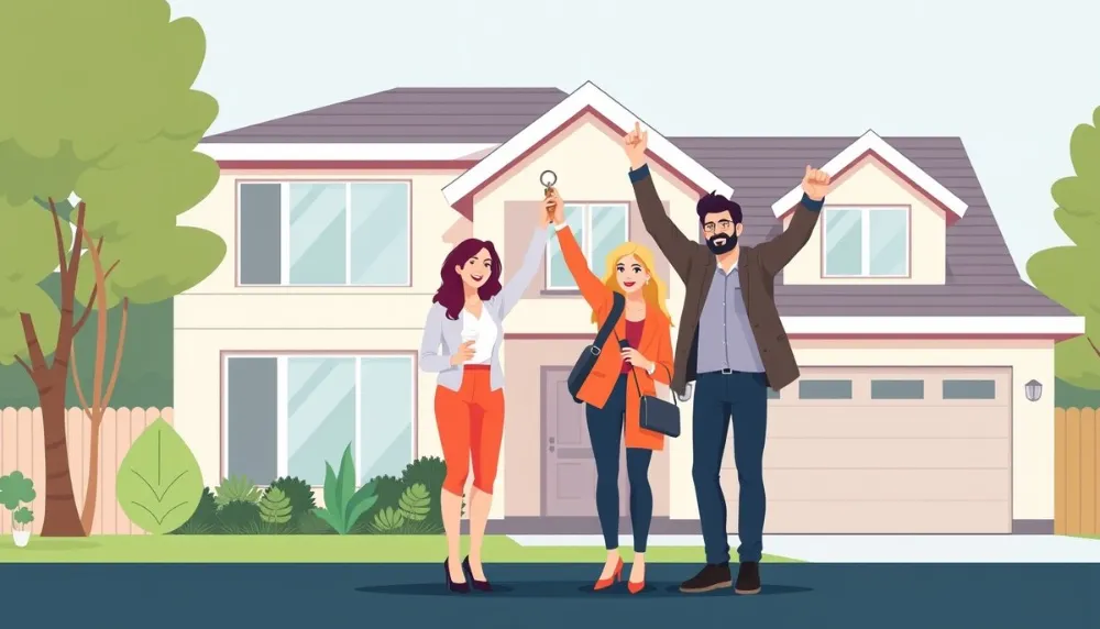 Pareja joven analizando opciones de hipoteca con asesor financiero, representando el acceso de los jóvenes a su primera vivienda